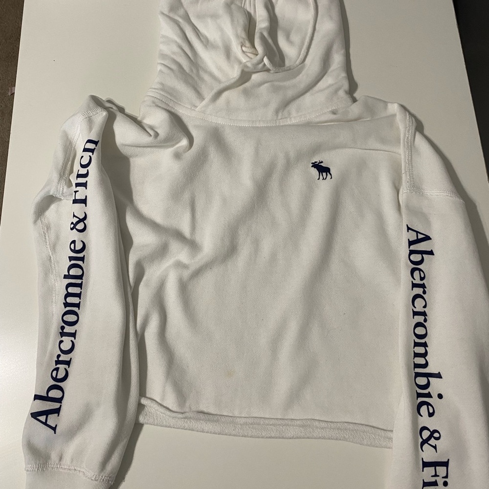 Abercrombie and Fitch cropped white hoodie